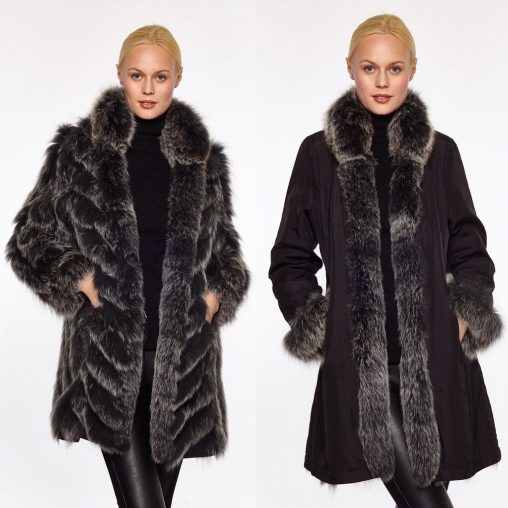 Linda Richards Reversible 3/4-Length Fox Fur Coat
