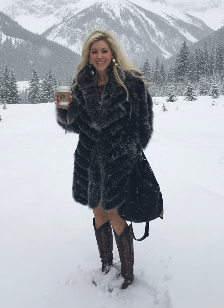 Linda Richards Reversible 3/4-Length Fox Fur Coat