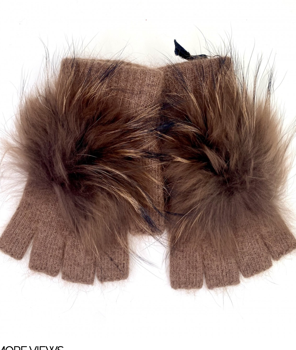 Linda Richards Angora Wool Fingerless Gloves with Fur Pom