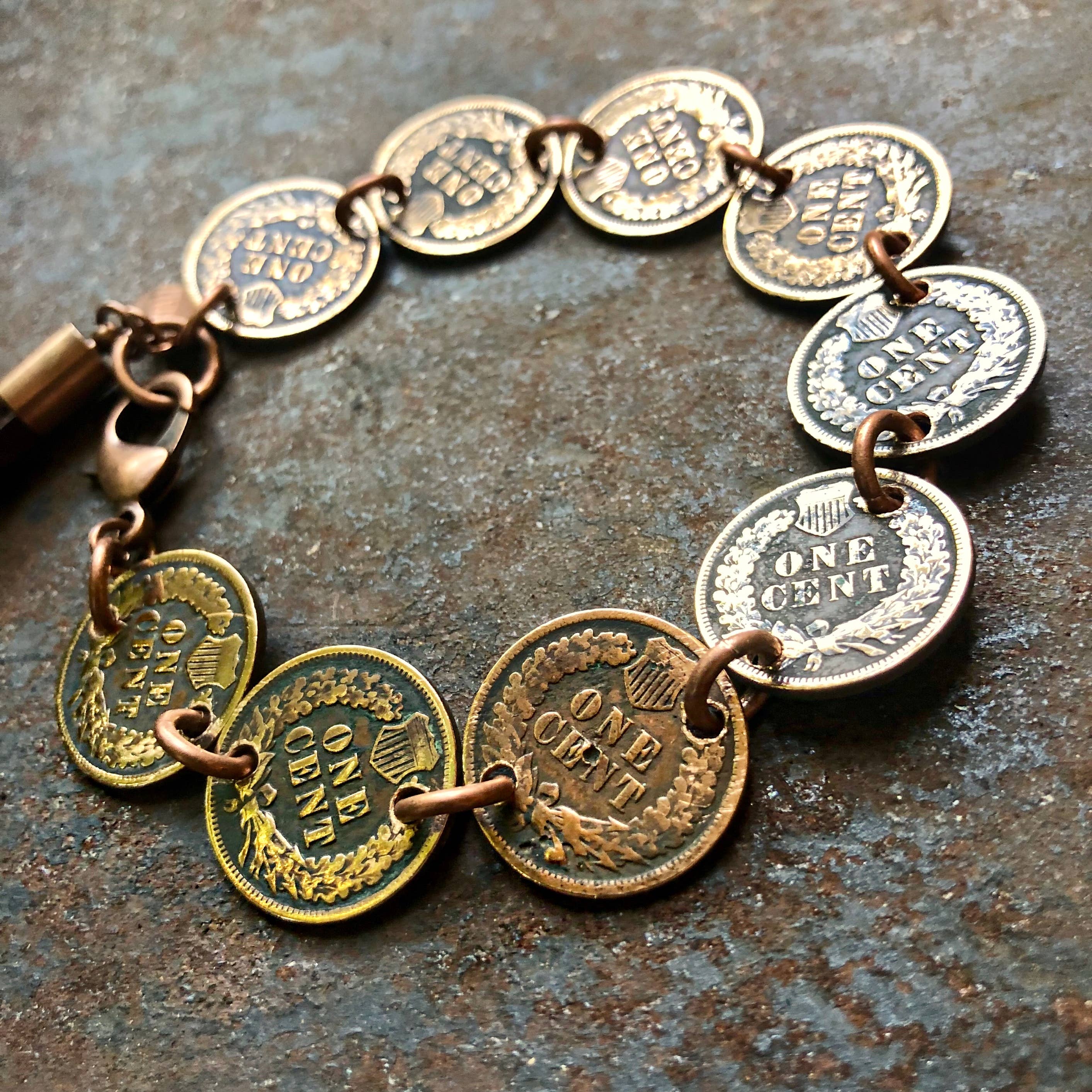 Indian Head Penny Bracelet with Deerskin Tassel – SALE!