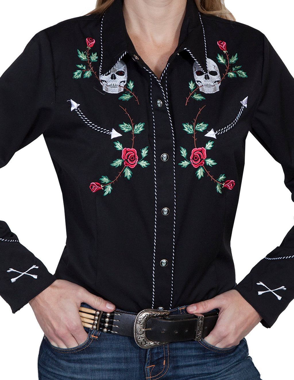 Blouse, Skulls & Roses Western PL-771