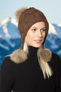 Linda Richards Wool Heidi Hat with Fur Poms