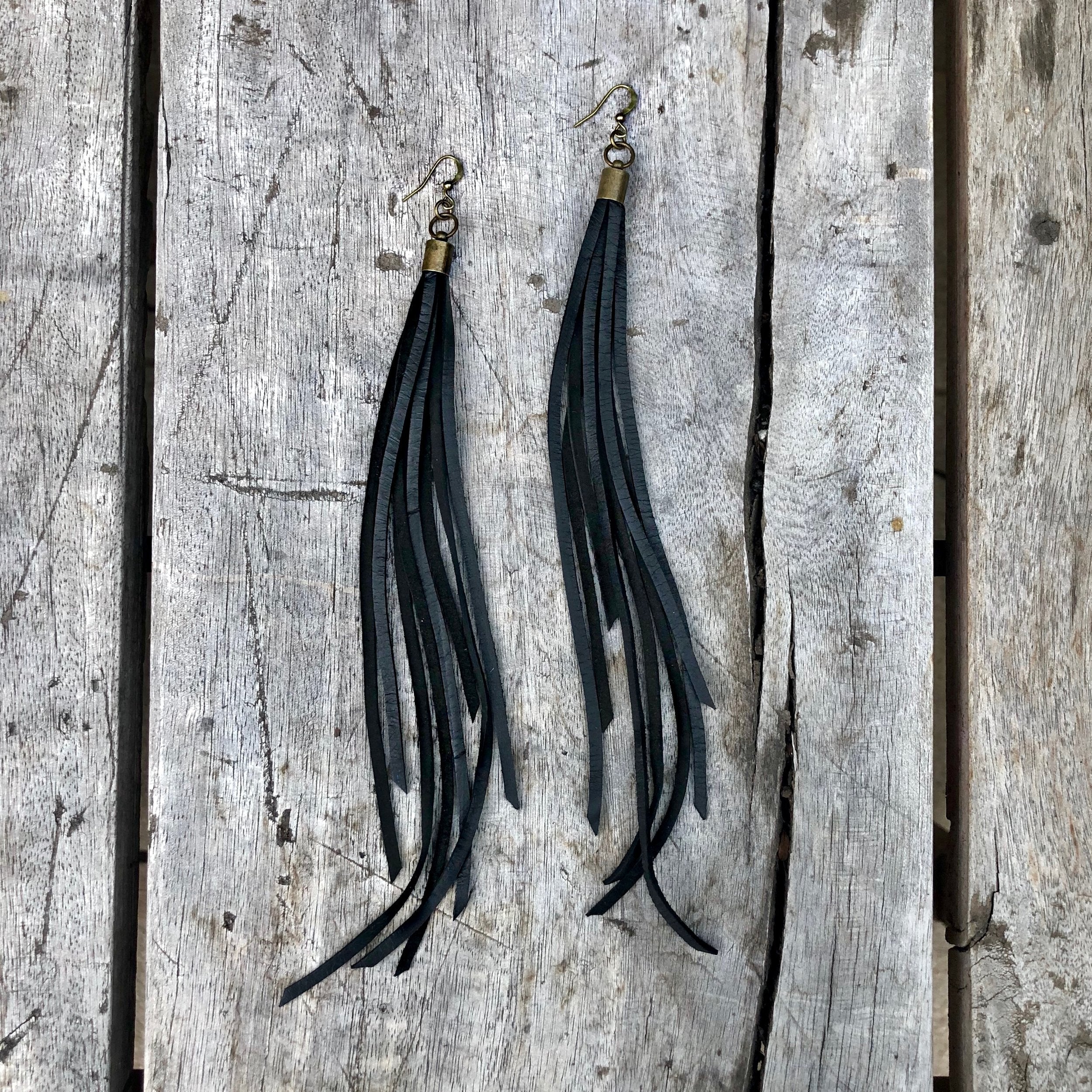 Leather Tassel Earrings – Color Options – SALE!
