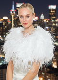 Linda Richards Genuine Feather Bolero Shoulder Shrug-Stole