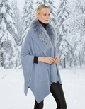 Linda Richards Fox Fur-Trimmed Cashmere Blend Shawl