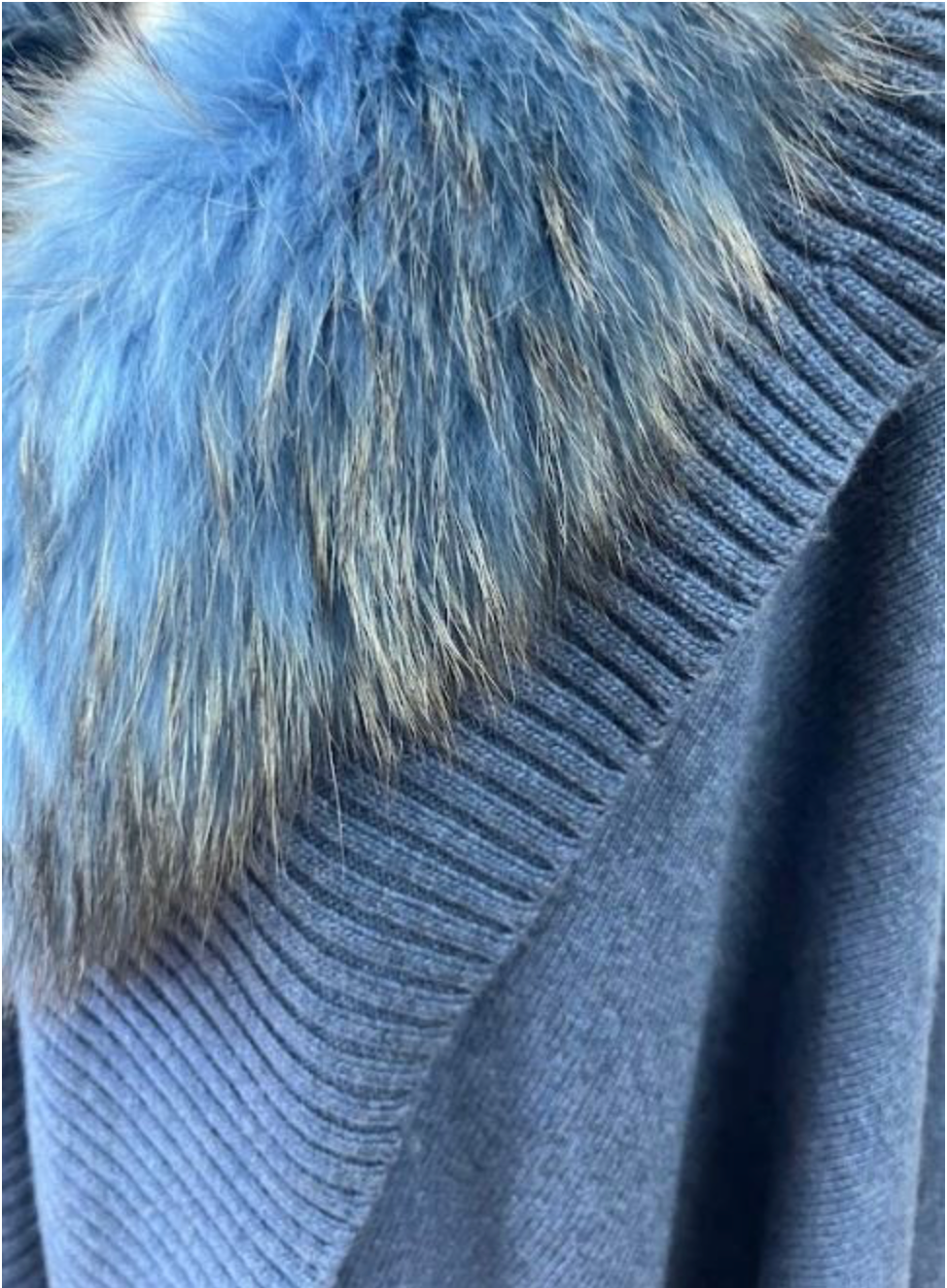 Linda Richards Fox Fur-Trimmed Cashmere Blend Shawl