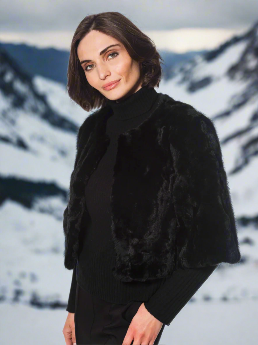 Linda Richards Cropped Rex Rabbit Fur Jacket