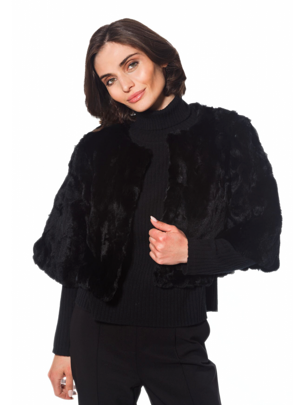 Linda Richards Cropped Rex Rabbit Fur Jacket
