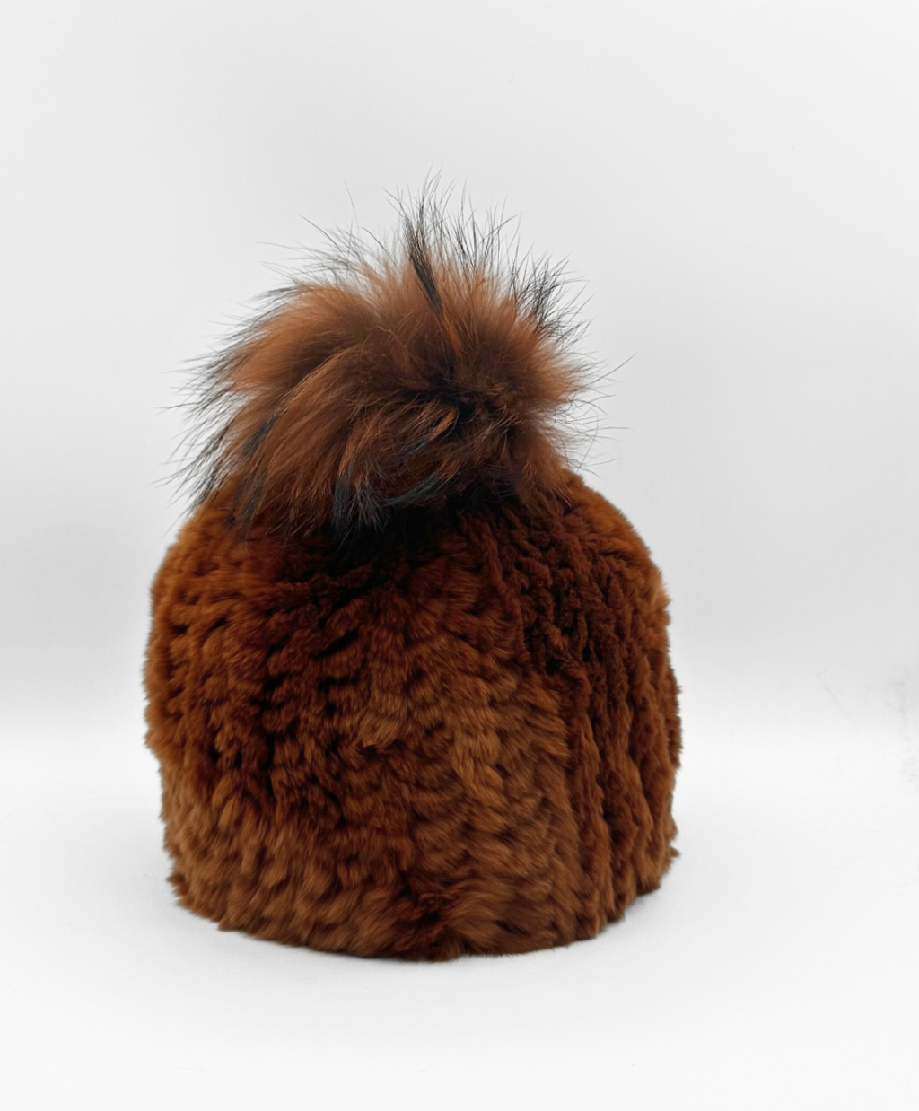 Linda Richards Rex Rabbit Fur Hat with Fox Pom
