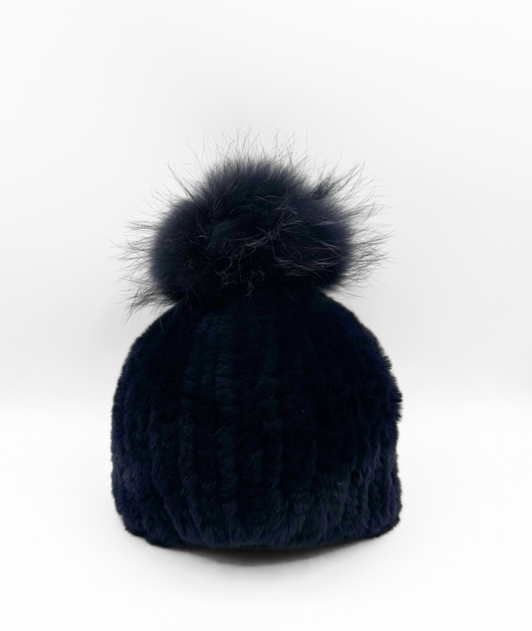 Linda Richards Rex Rabbit Fur Hat with Fox Pom