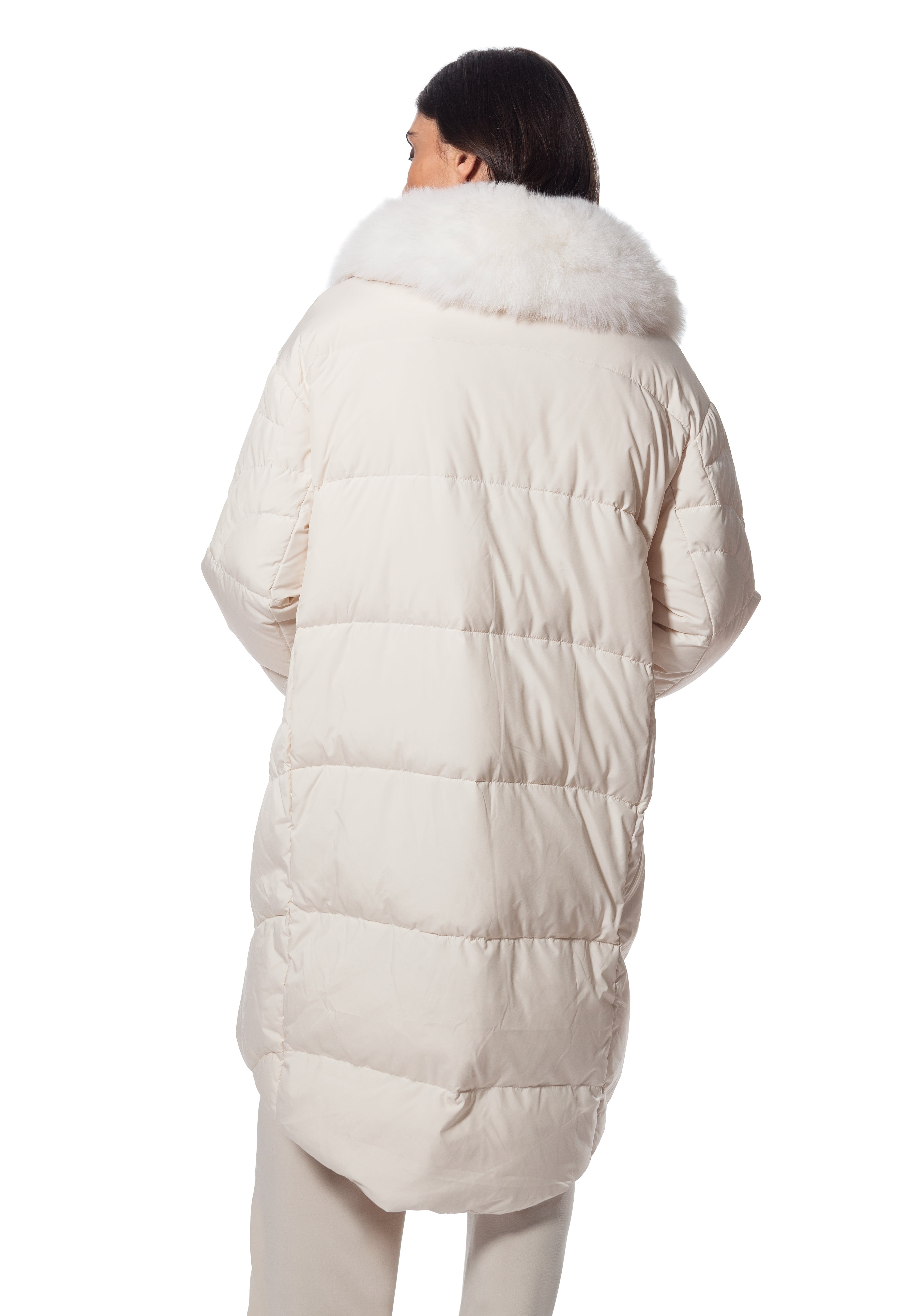 Linda Richards Goose Down Coat with Fox Fur Trim