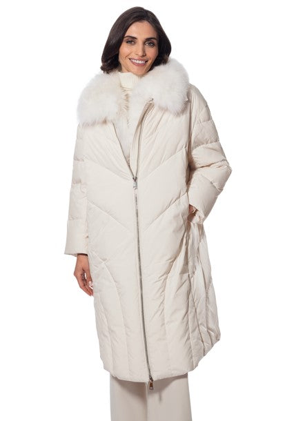 Linda Richards Goose Down Coat with Fox Fur Trim