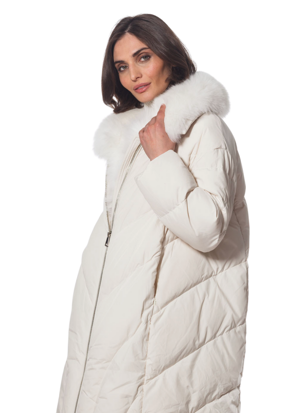 Linda Richards Goose Down Coat with Fox Fur Trim