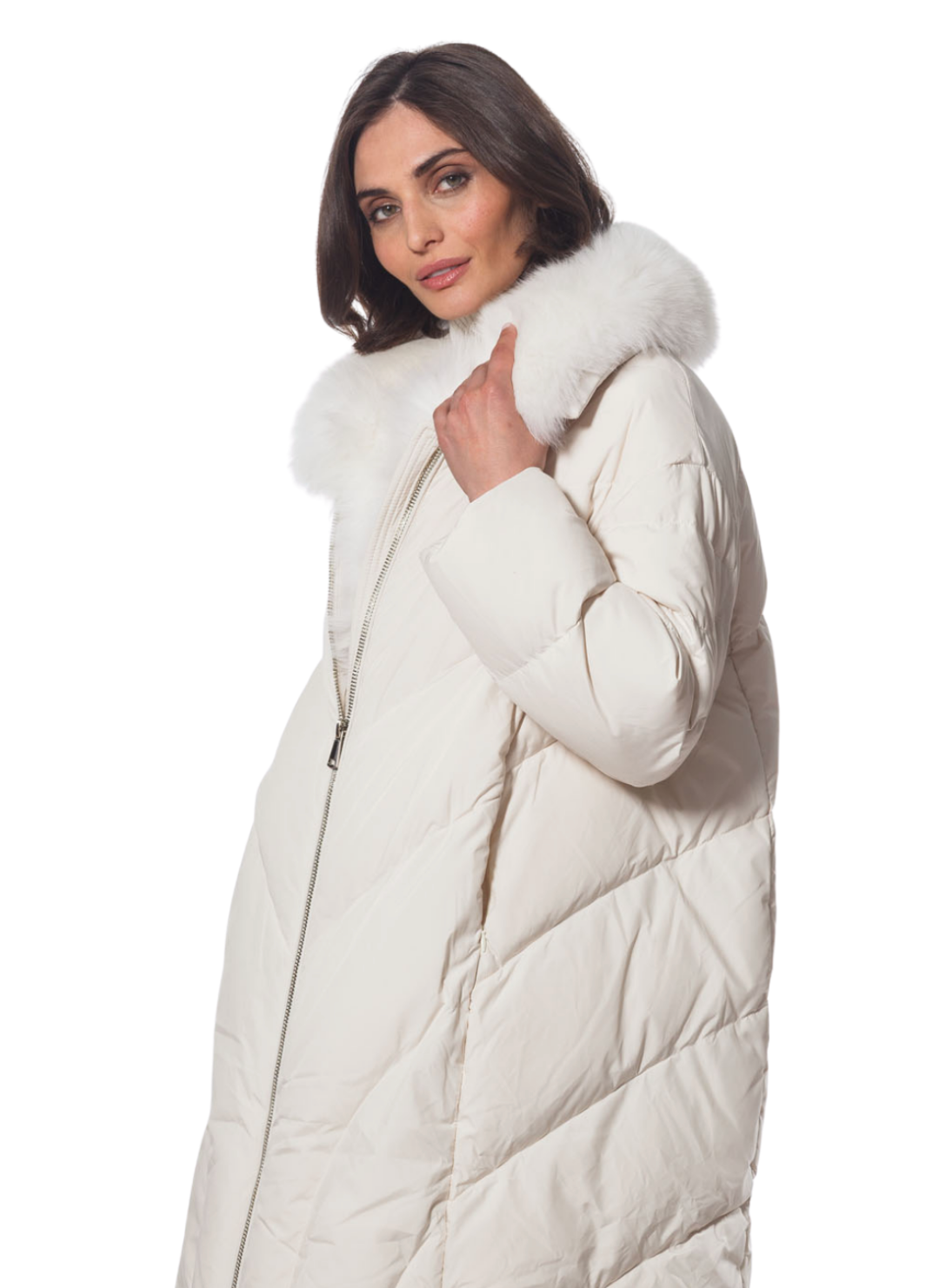 Linda Richards Goose Down Coat with Fox Fur Trim