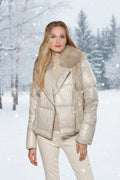 Linda Richards Goose Down Coat with Fox Fur Trim