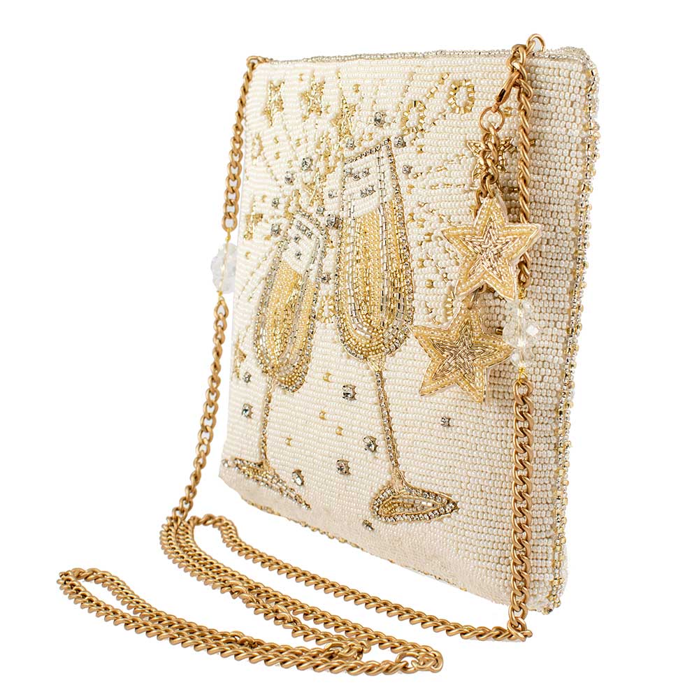 Beaded Toast of the Town Handbag – Champagne Glass Crossbody Bag