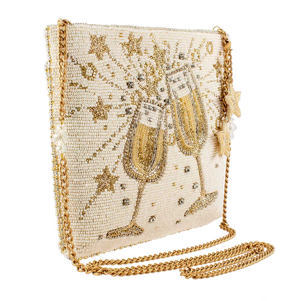 Beaded Toast of the Town Handbag – Champagne Glass Crossbody Bag
