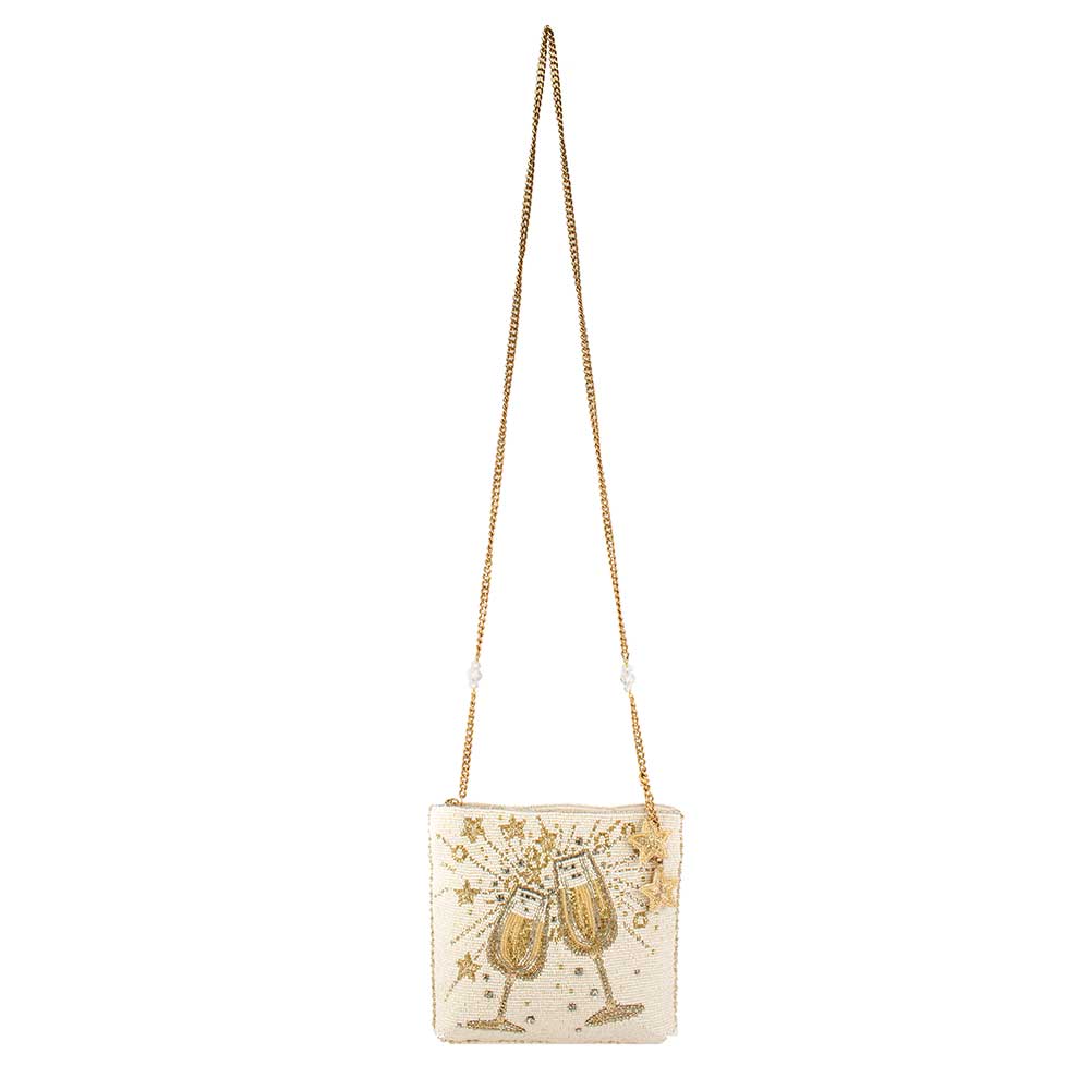 Beaded Toast of the Town Handbag – Champagne Glass Crossbody Bag