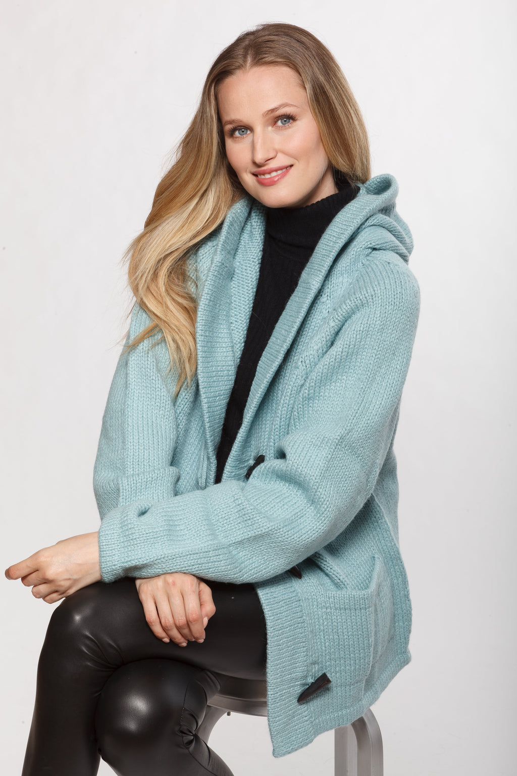 Linda Richards Hand-Knit Wool Sweater with Hood