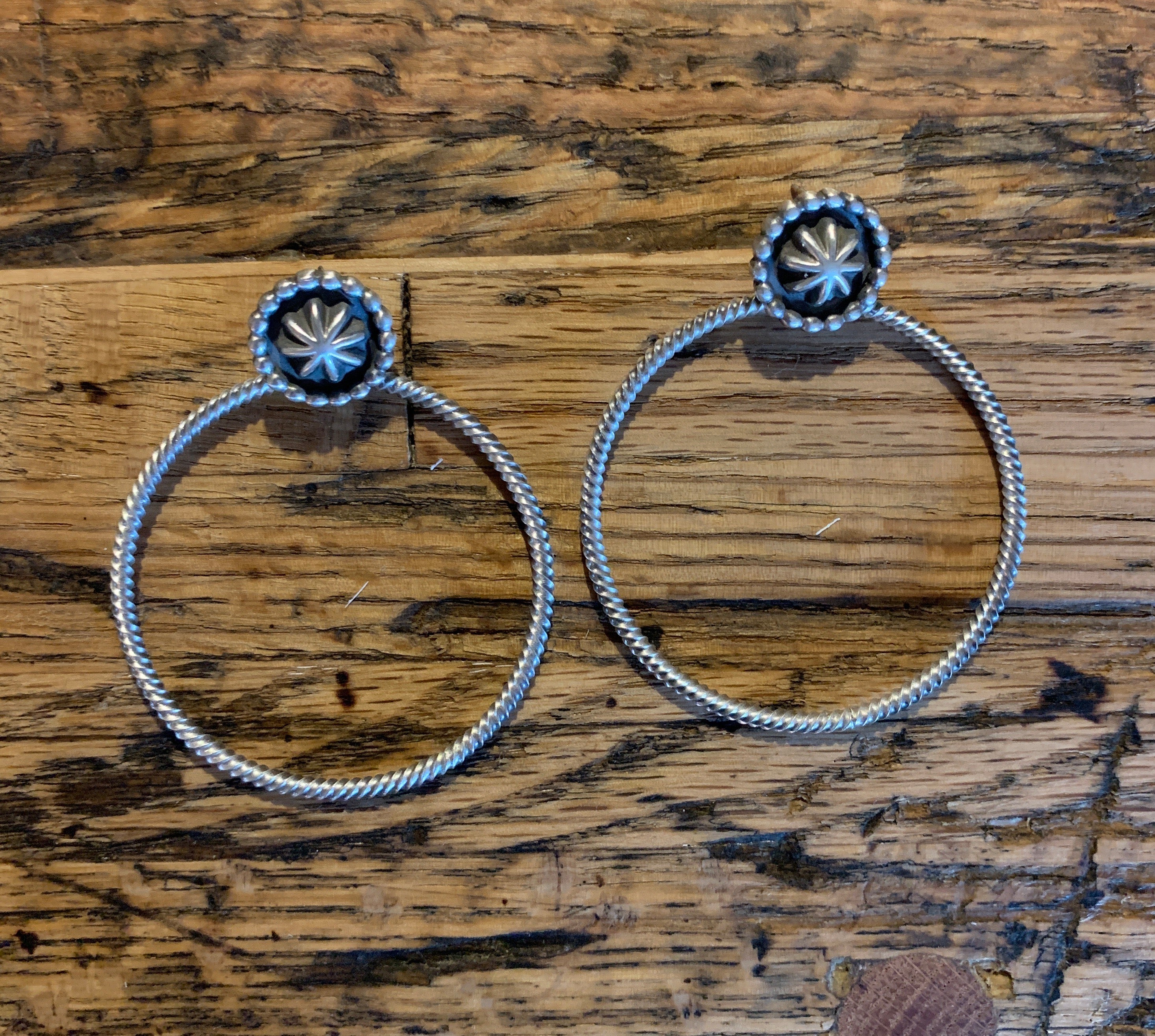 Large Twisted Sterling Silver Hoop Earrings – SALE!