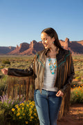 Jacket, Vintage Leather with Fringe in Western Cut - L1144