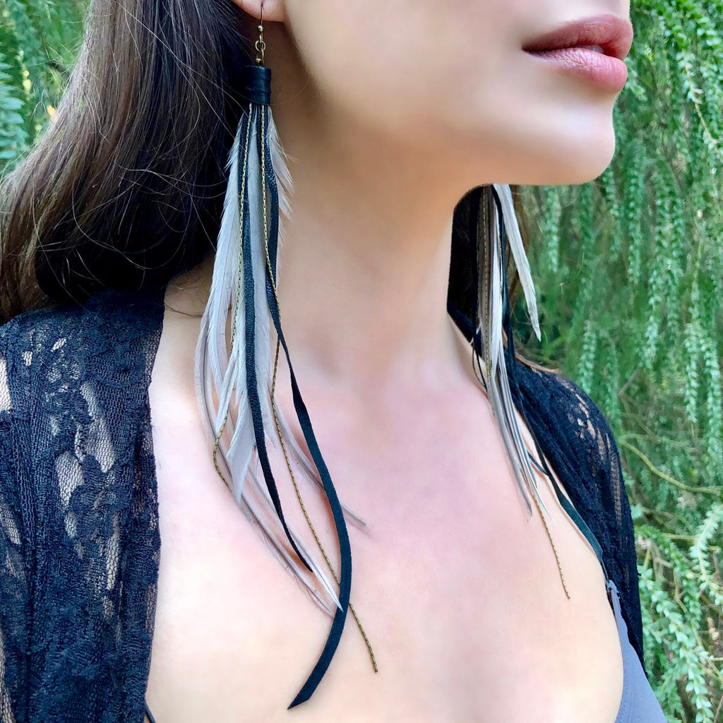 Feather & Leather Pirate Earrings – SALE!