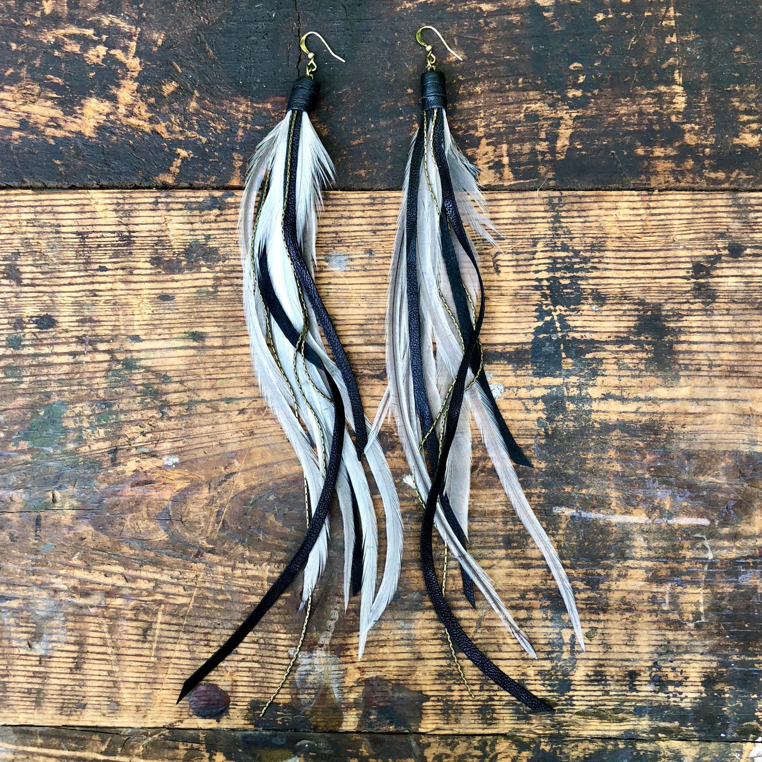 Feather & Leather Pirate Earrings – SALE!
