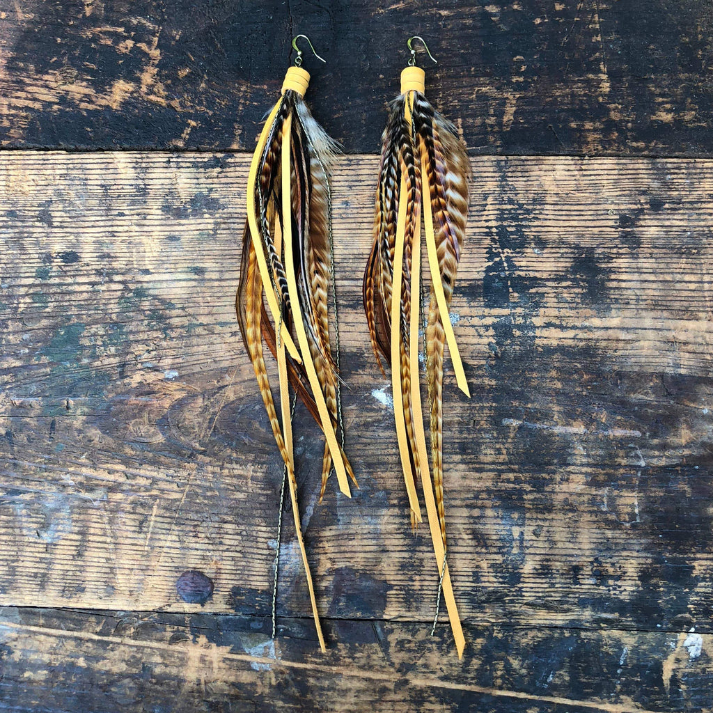 Feather & Leather Pirate Earrings – SALE!