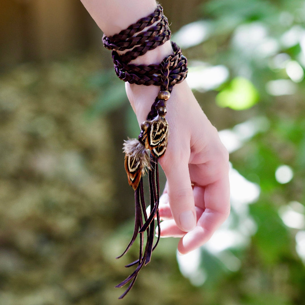 Leather & Feathers Wrap Accessory — SALE!