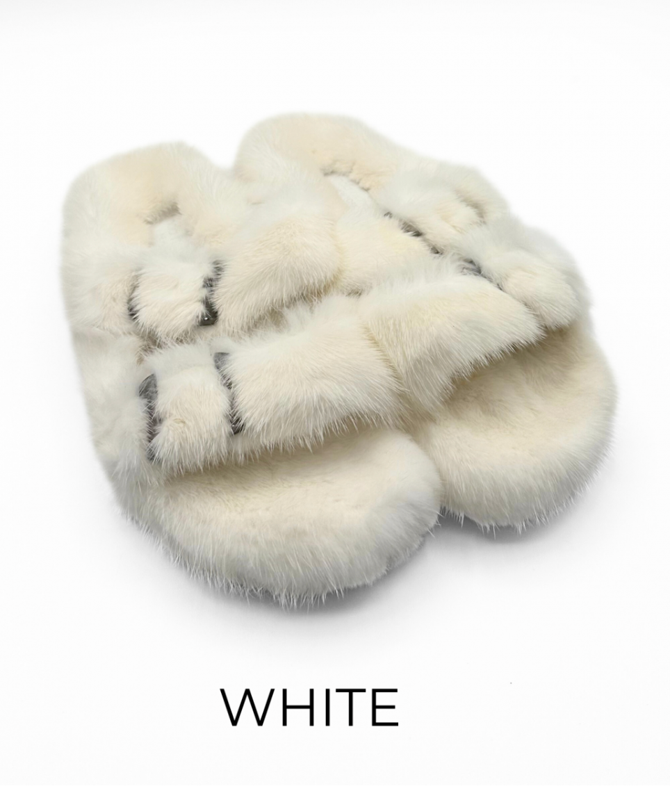 Linda Richards Open-Toe Mink Fur Slides