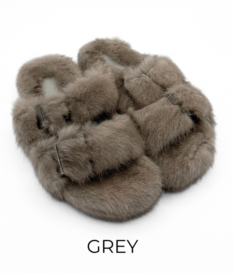 Linda Richards Open-Toe Mink Fur Slides