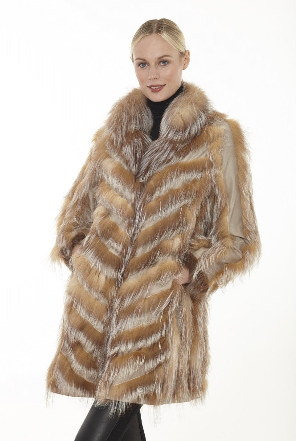 Linda Richards Reversible 3/4-Length Fox Fur Coat