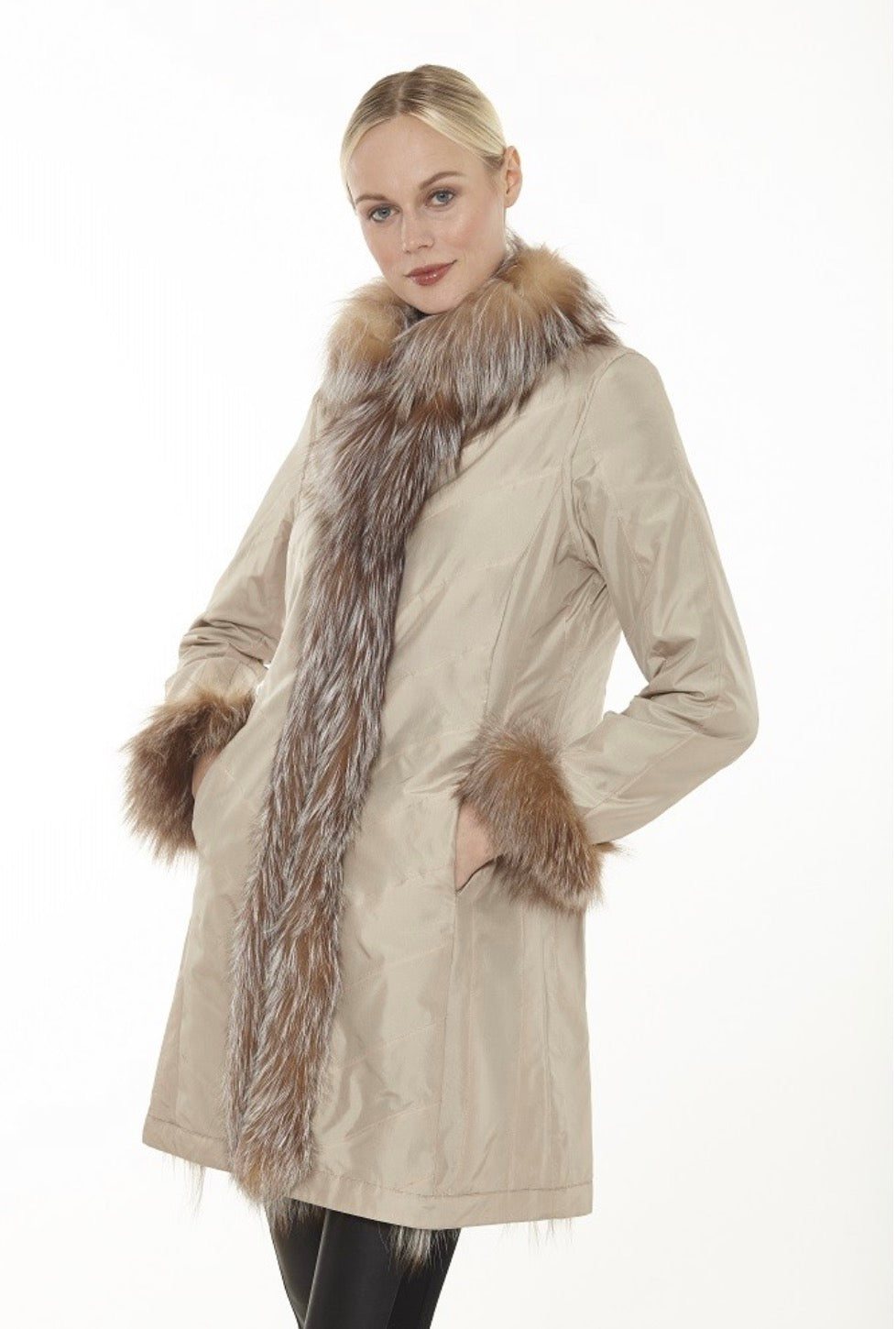 Linda Richards Reversible 3/4-Length Fox Fur Coat