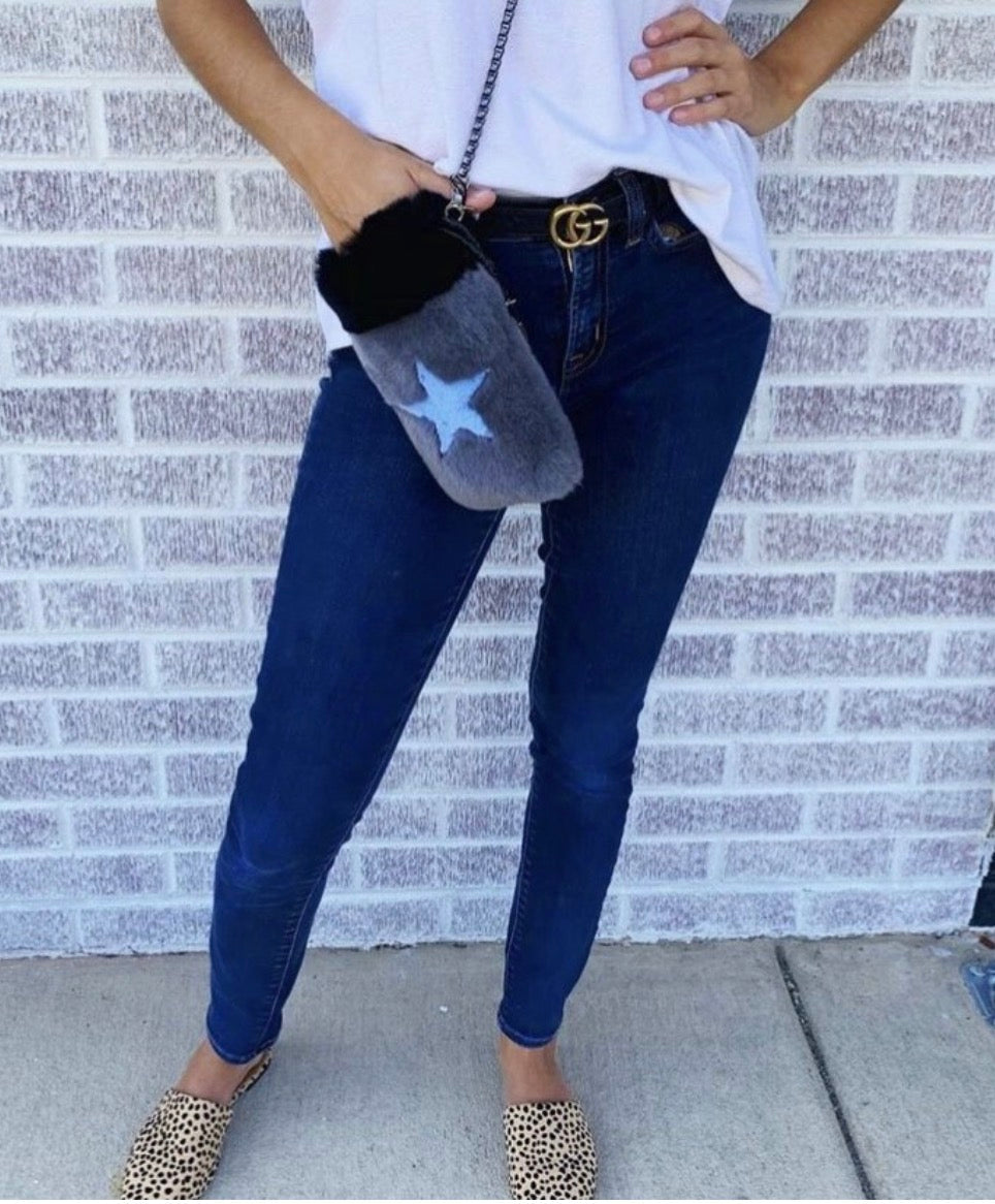 Linda Richards Rex Rabbit Fur Crossbody Bag