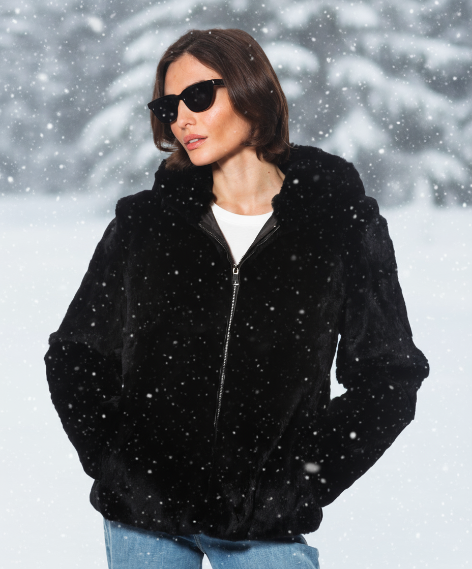 Linda Richards Rex Rabbit Fur Jacket with Hood