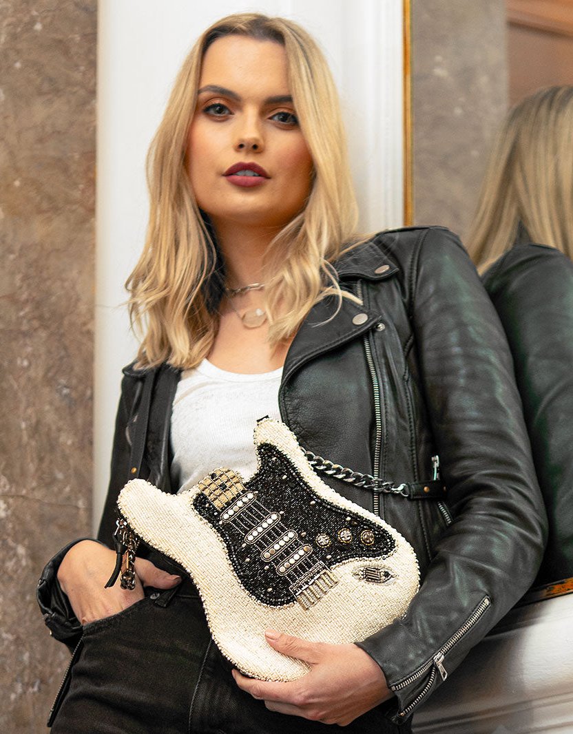 Hand-Beaded Fender Guitar Handbag – Electric Guitar Crossbody Bag