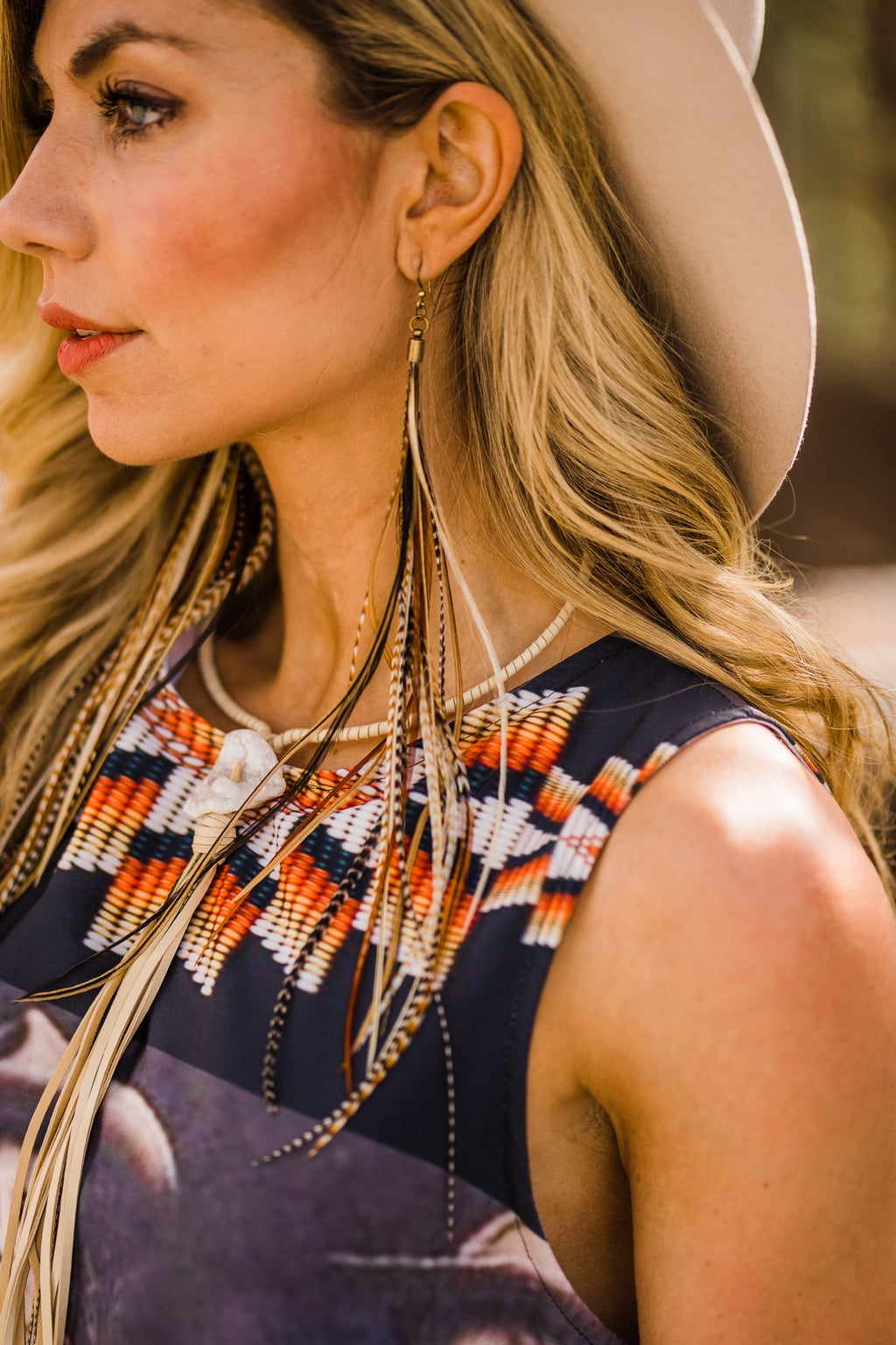 Collar Necklace with Cream Deerskin Tassel & Druzy Stone – SALE!
