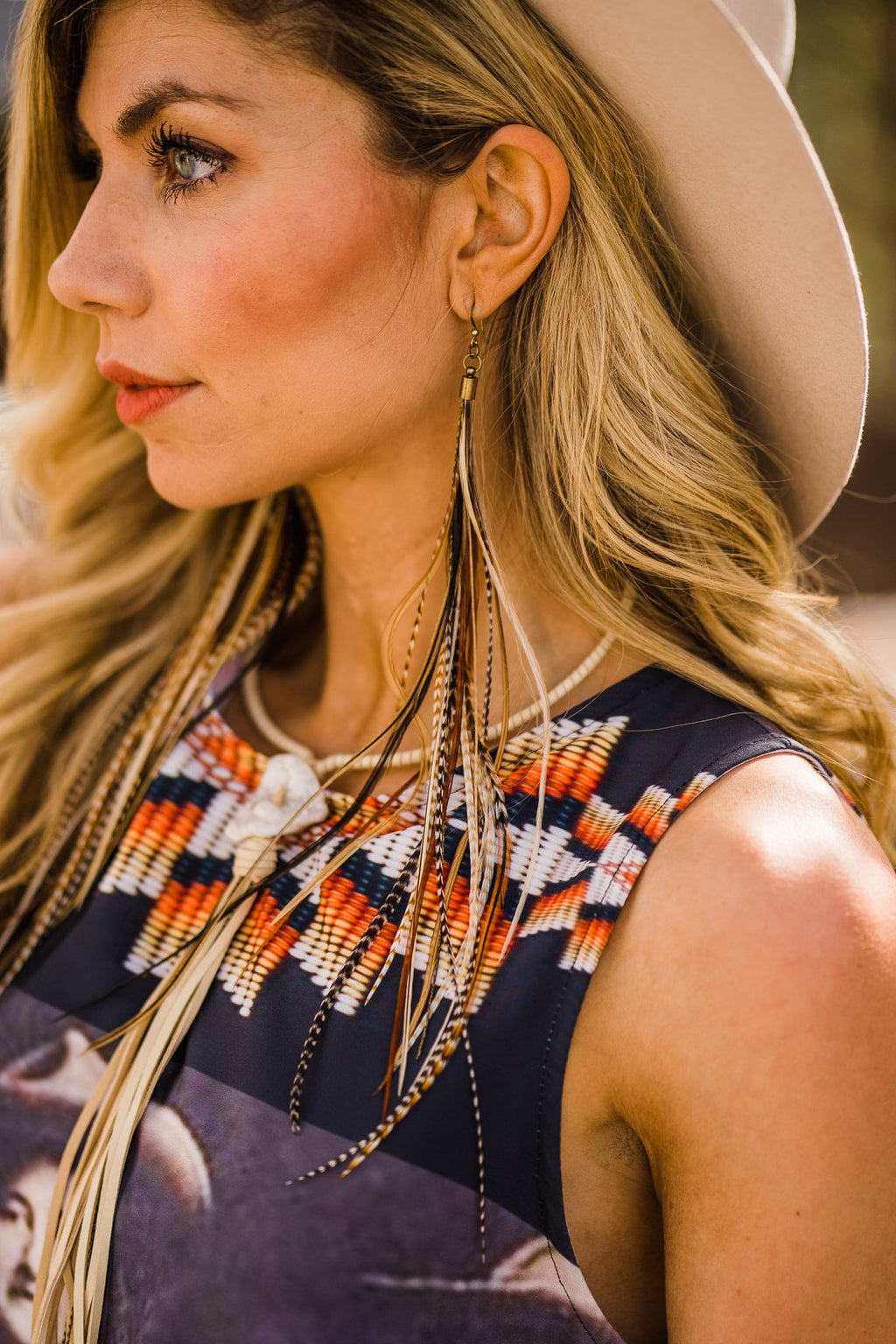 Collar Necklace with Rust Deerskin Tassel & Black Agate Stone - SALE!
