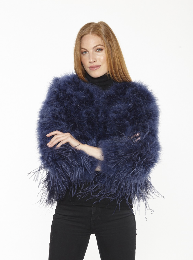 Linda Richards Marabou & Ostrich Feather Bolero Jacket