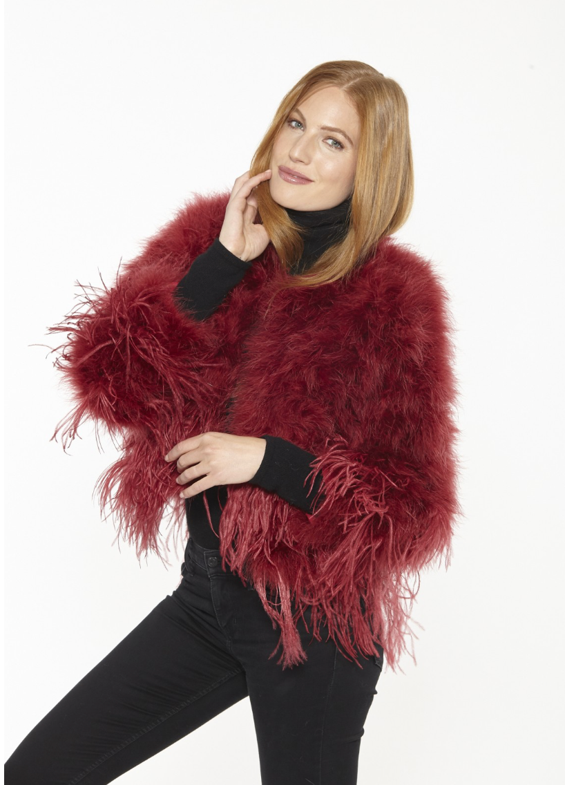 Linda Richards Marabou & Ostrich Feather Bolero Jacket