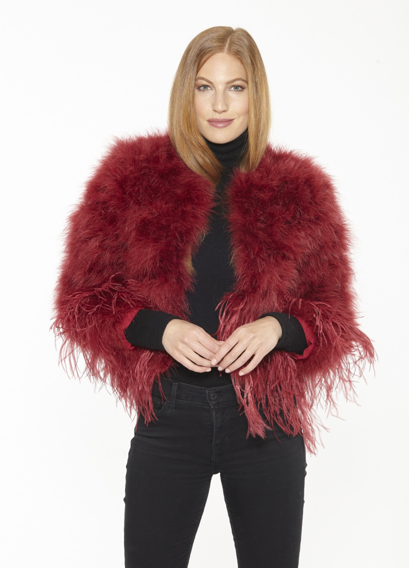 Linda Richards Marabou & Ostrich Feather Bolero Jacket