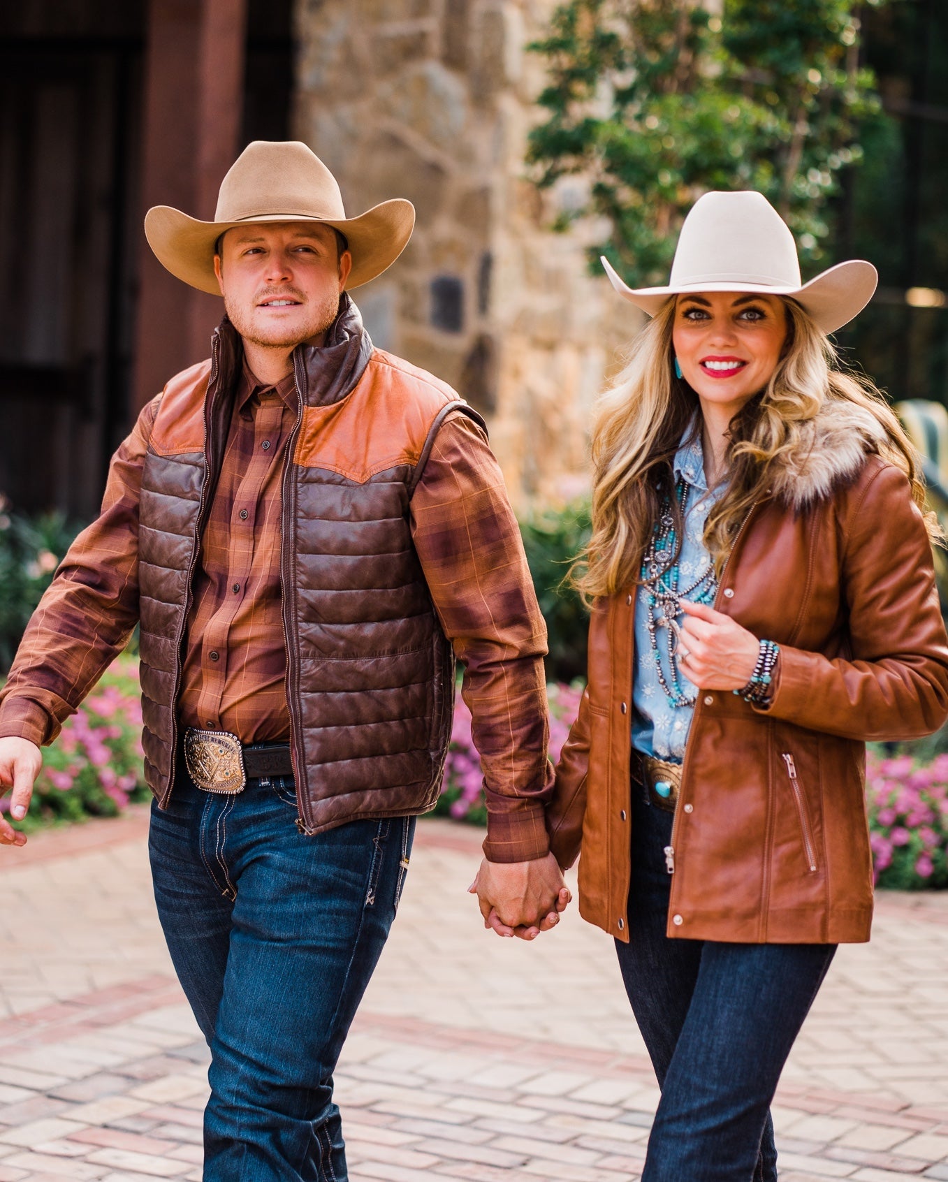 Brown Leather Jacket with Faux Fur Trim