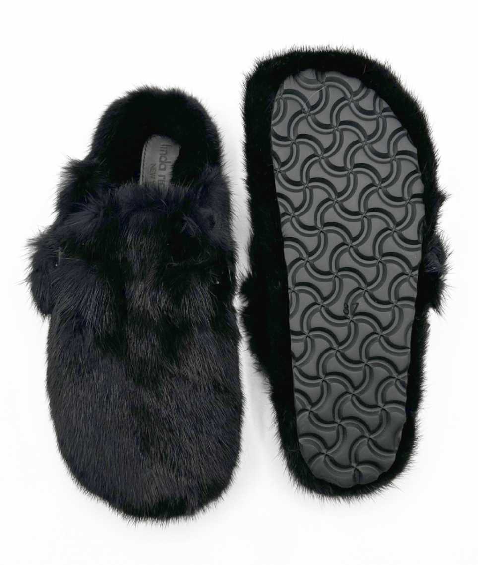 Linda Richards Mink Fur Clog Slides