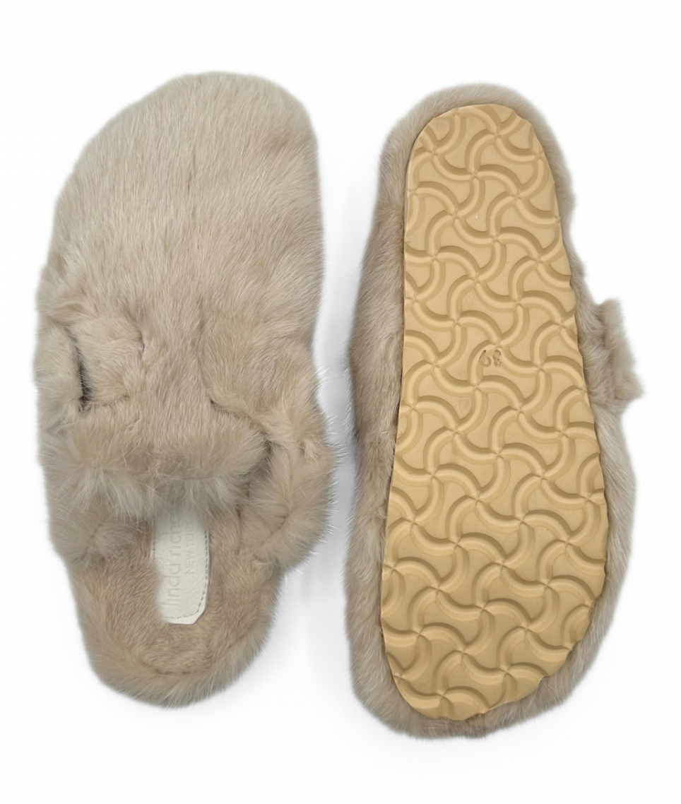 Linda Richards Mink Fur Clog Slides