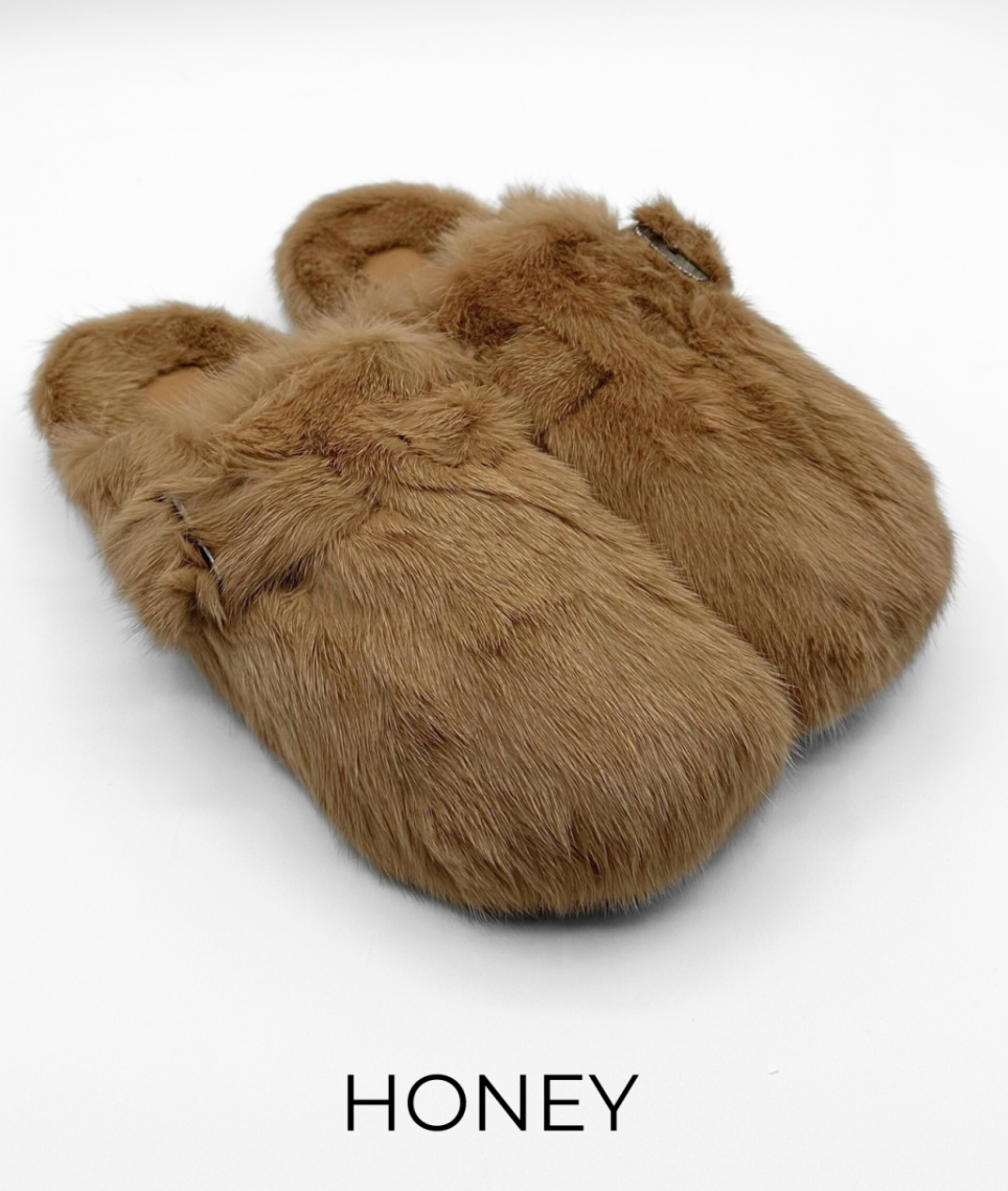Linda Richards Mink Fur Clog Slides