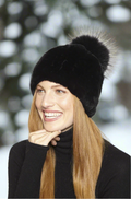 Linda Richards Rex Rabbit Fur Hat with Fox Pom