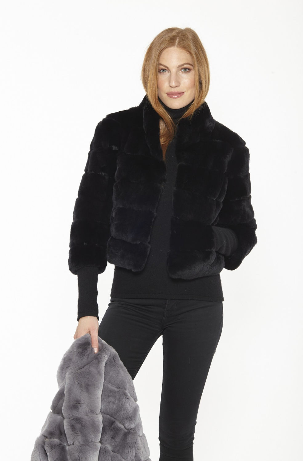 Linda Richards Genuine Rex Rabbit Fur Coat