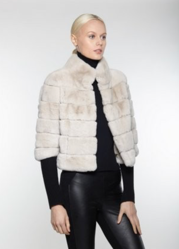 Linda Richards Genuine Rex Rabbit Fur Coat