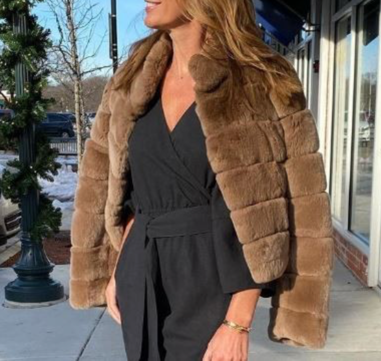 Linda Richards Genuine Rex Rabbit Fur Coat