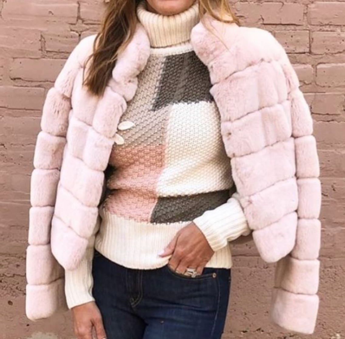 Linda Richards Genuine Rex Rabbit Fur Coat